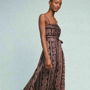 Anthropologie Vanessa and Virginia Jacquard Midi Dress size 4. Removable straps
